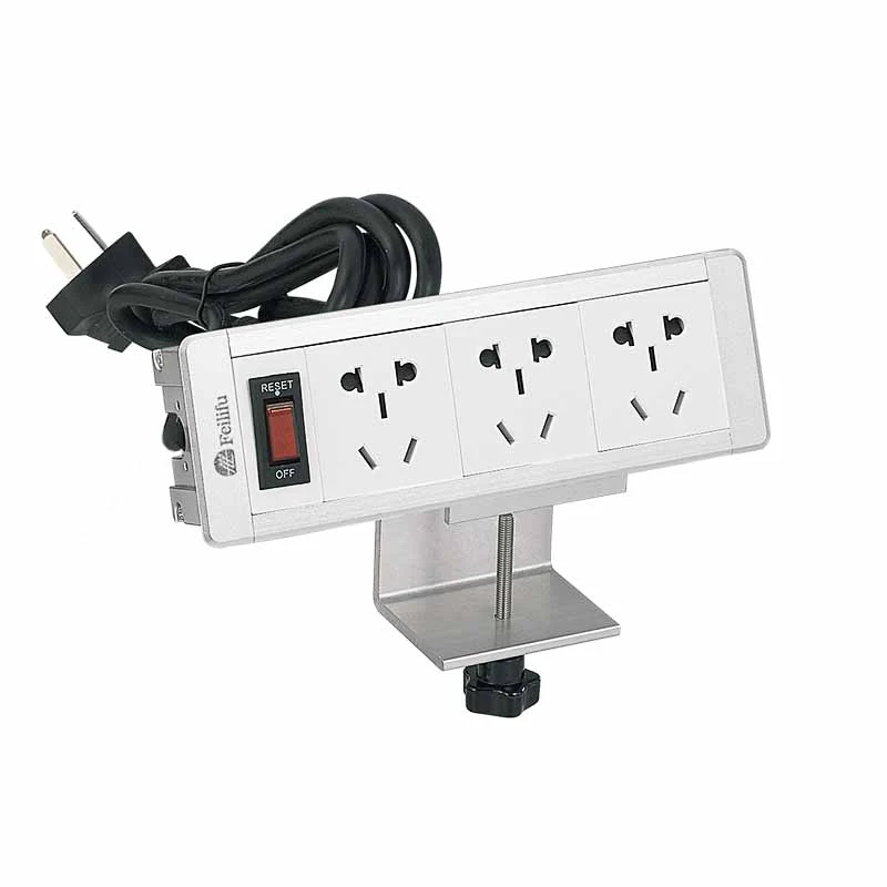 Symudadwy Clamp Mount Tabl Power Strip Soced gyda braced